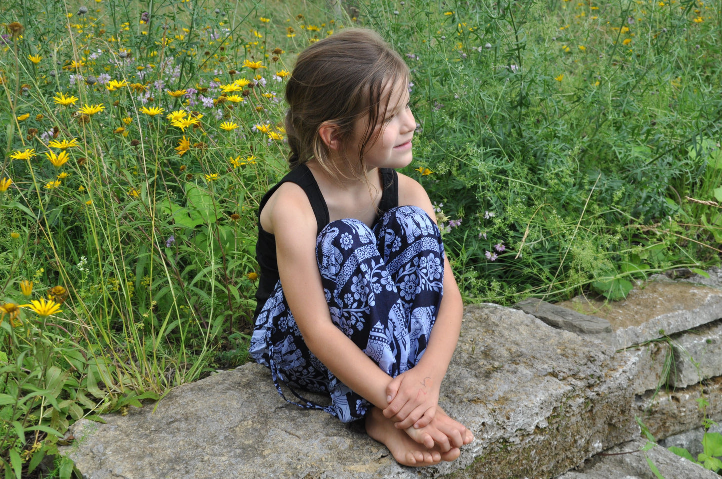 luftige Pluderhose blau mit Elefanten für Kinder