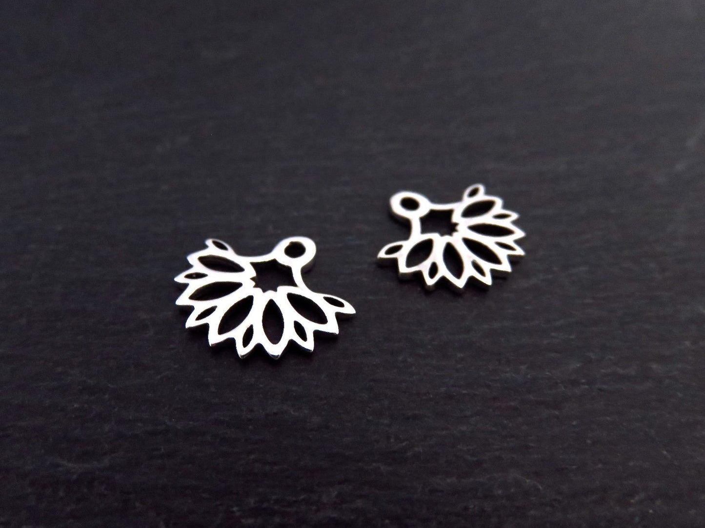 Front back stud earrings made of silver with turquoise stone