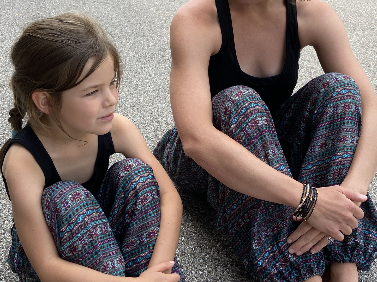 luftige Pluderhose türkis gestreift für Kinder