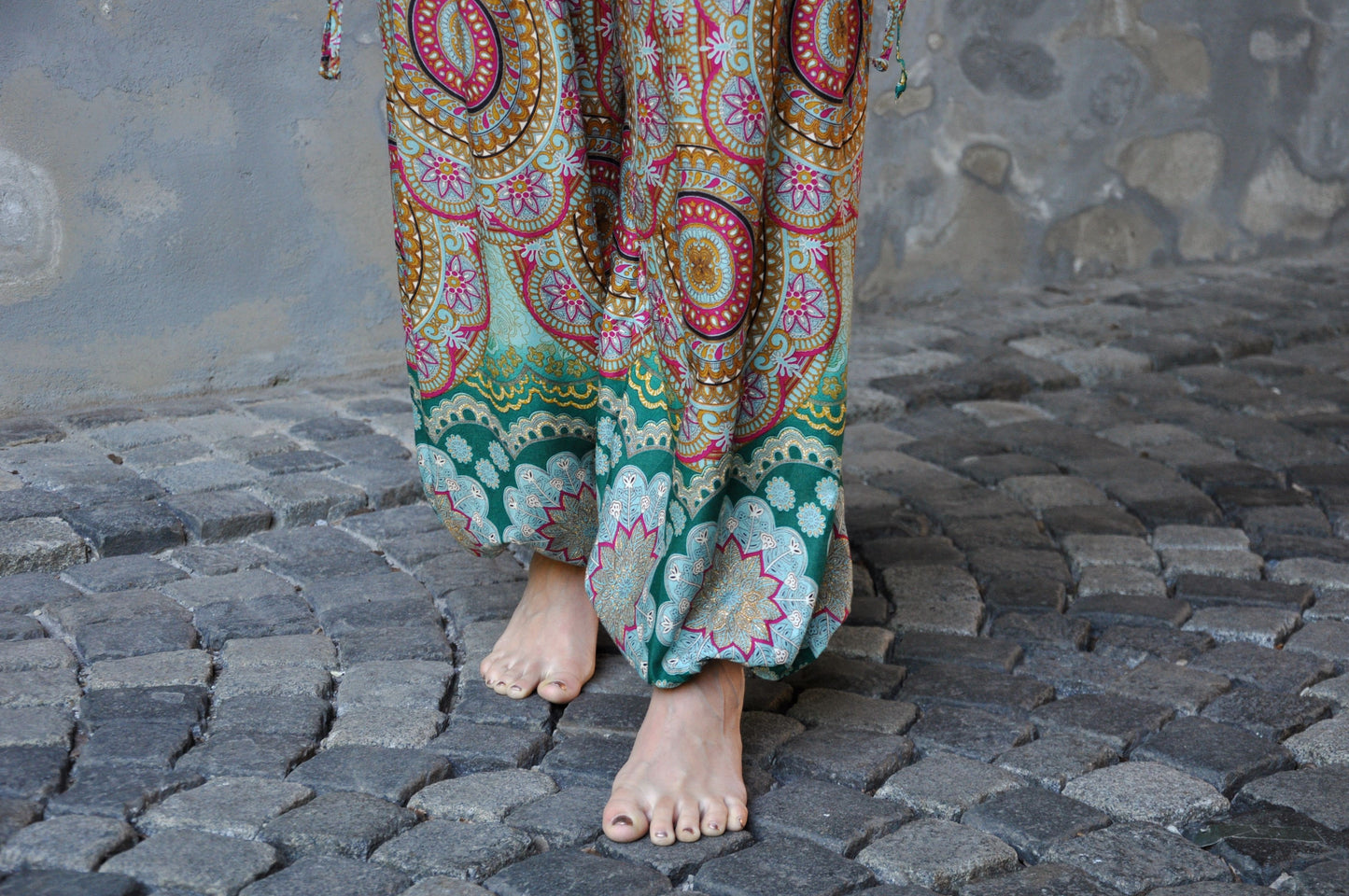 colorful patterned harem pants with pockets for adults