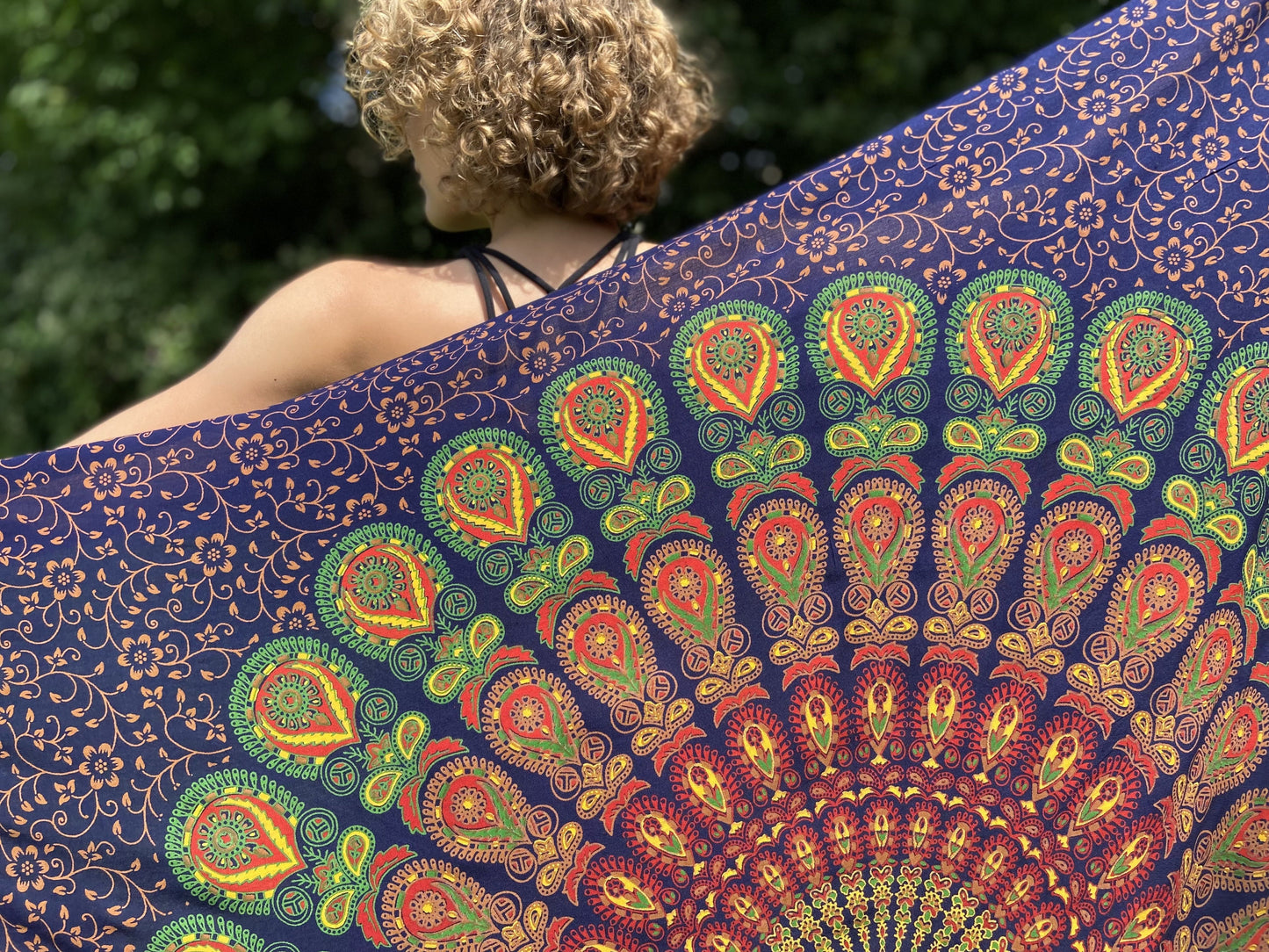 Sarong, Strandtuch, Badetuch mit Mandala in blau/bunt