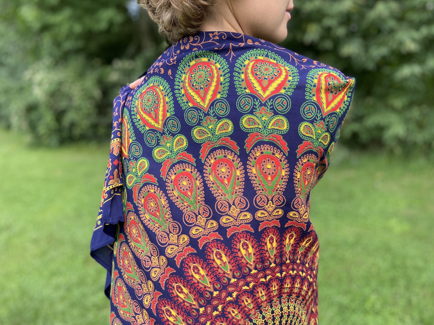 Sarong, Strandtuch, Badetuch mit Mandala in blau/bunt
