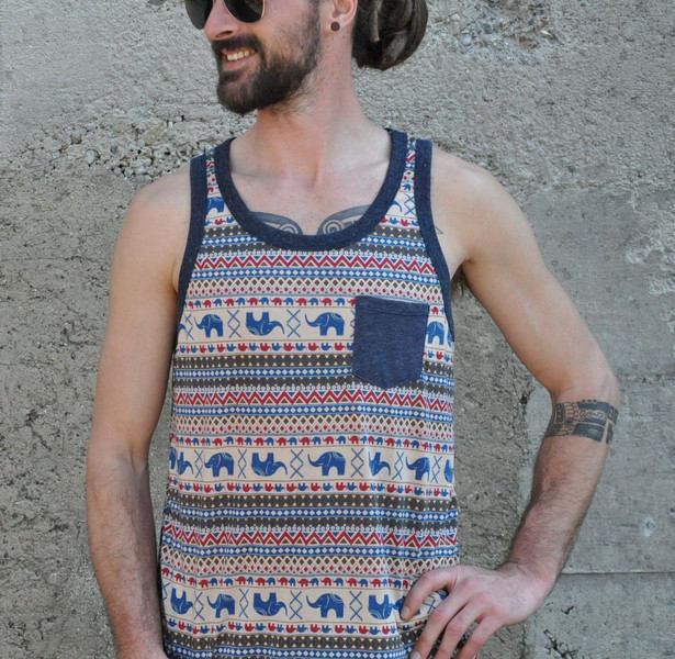 Tanktop mit Elefanten für Männer mit Brusttasche