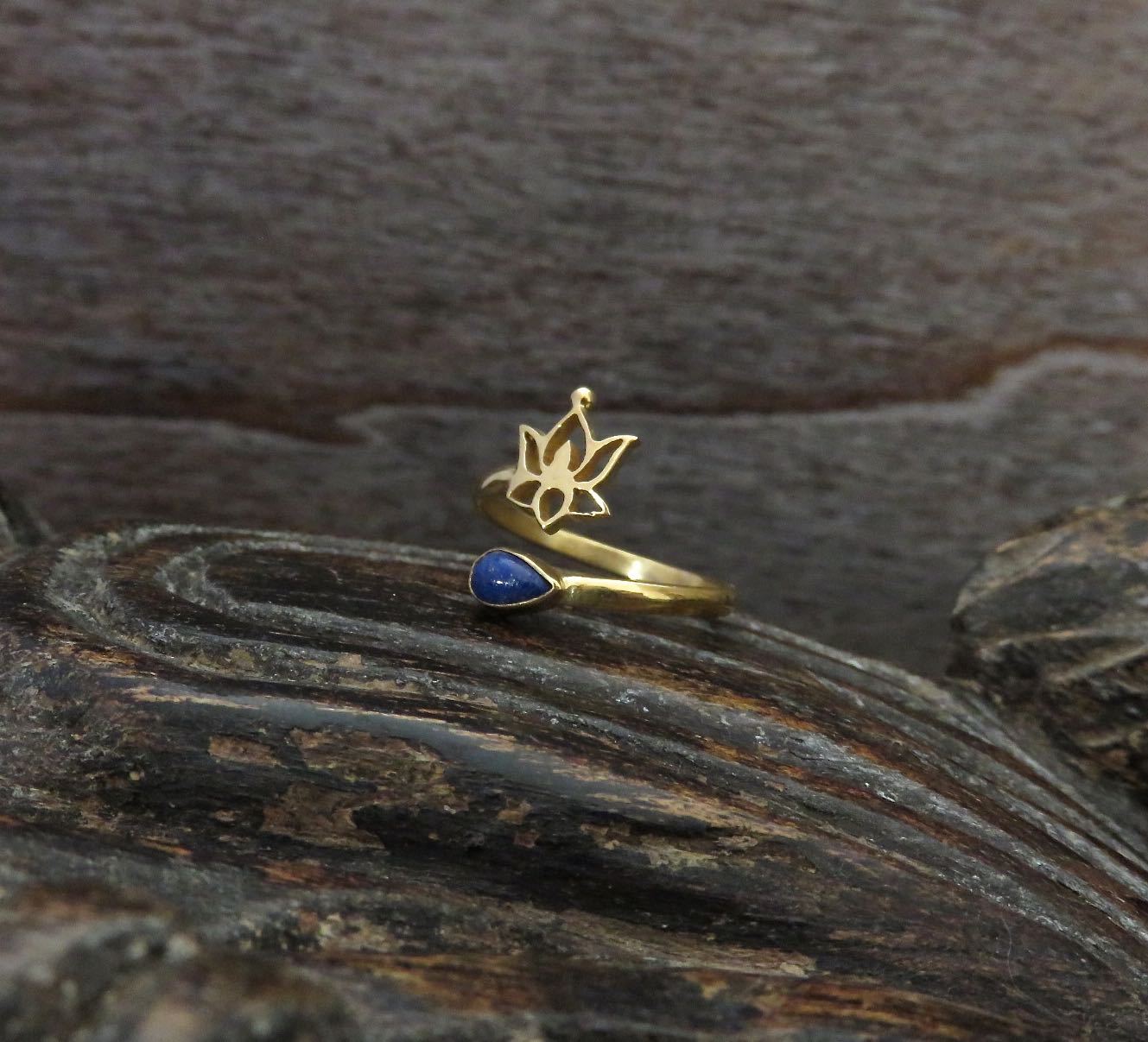 Zehenring mit Stein und kleiner Blume vergoldet