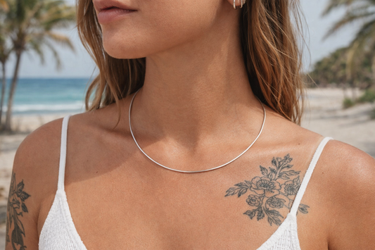 Längenverstellbarer Omega Halsreif aus Silber – 1,3 mm