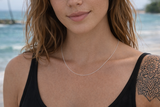 zarte Kugelkette 1,0 mm aus Silber in verschiedenen Längen