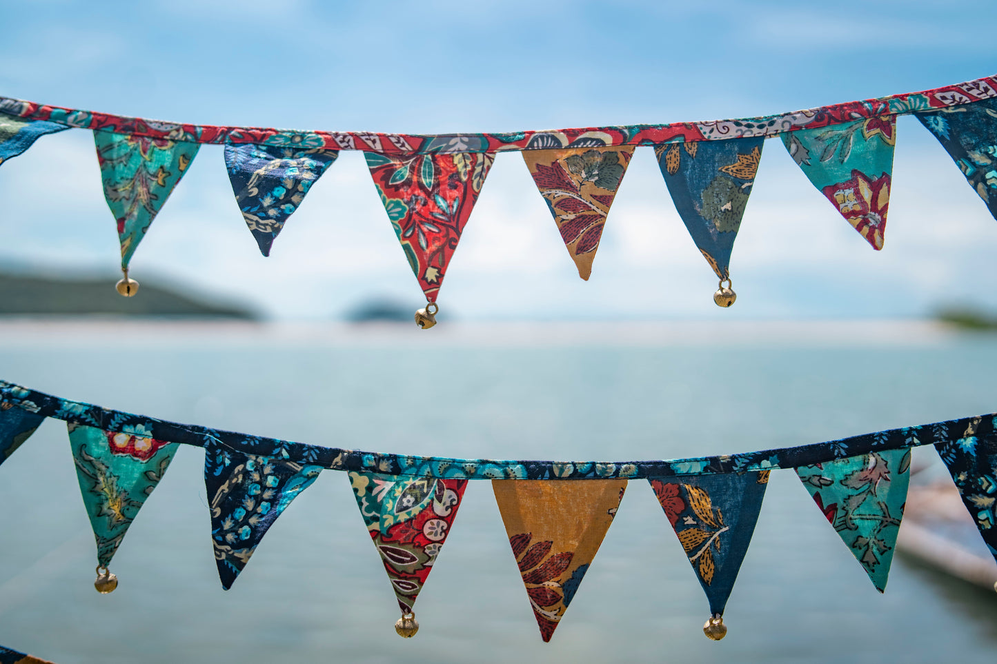 Mini flower bunting colorful with bells