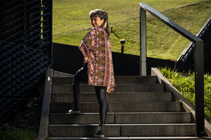 blue orange patterned kimono, blouse, cover-up, light jacket