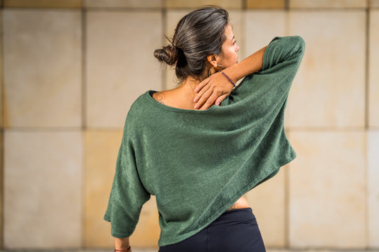halblanges lockeres Strickshirt in türkis