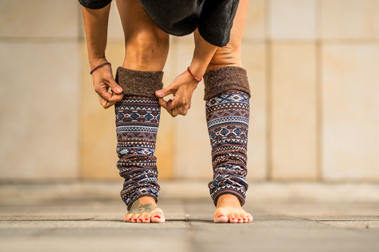 Reversible leg warmers in black, cuffs, yoga cuffs