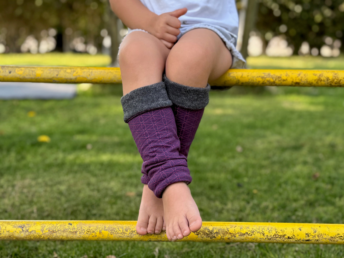 Beinstulpen zum Wenden für Kinder in grau rosa