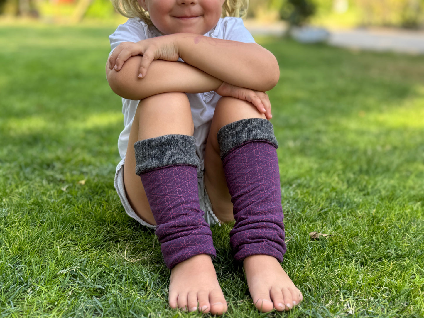 Beinstulpen zum Wenden für Kinder in grau rosa