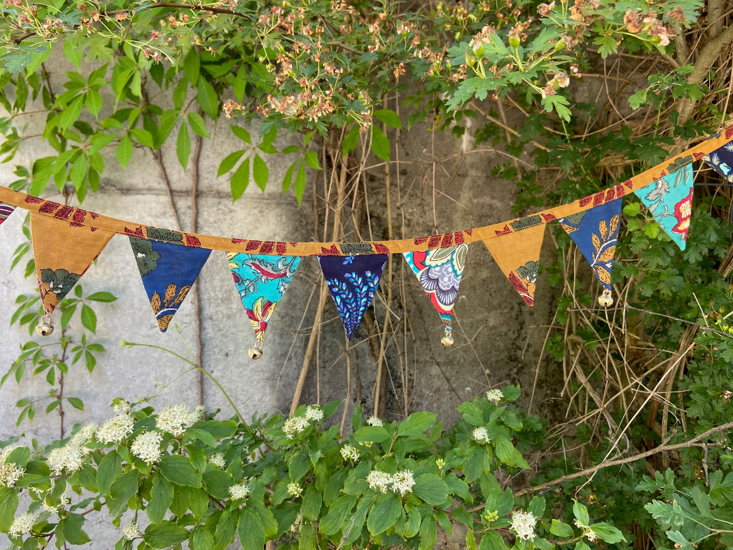 Mini flower bunting colorful with bells