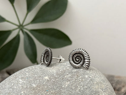 Silver half lotus flower stud earrings 