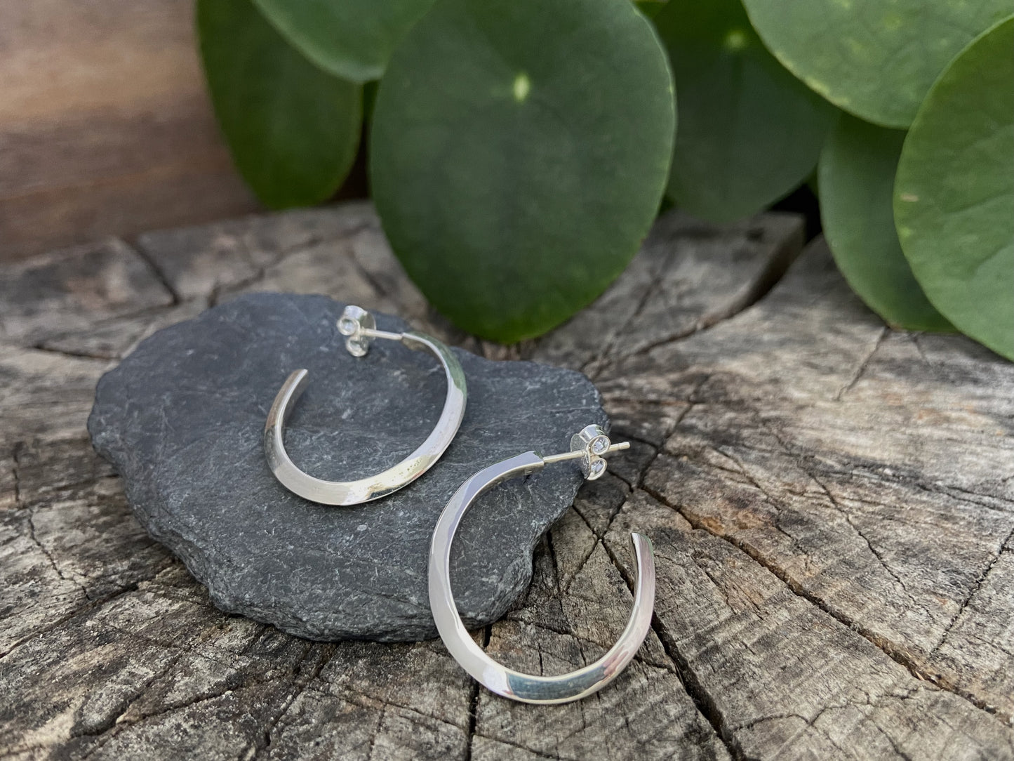 large, oval, simple hoop earrings made of silver, earrings 
