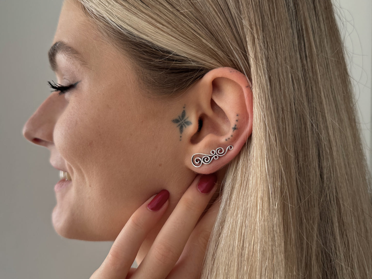 Earclimber Ohrringe mit Spiralen aus Silber