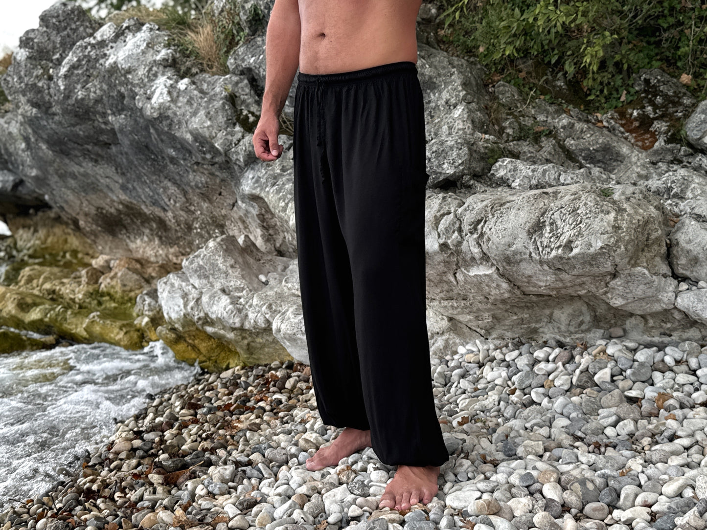 plain black cotton pants for men, yoga pants, men's pants