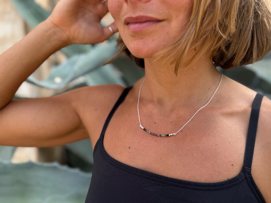 Necklace with small tourmaline stones made of silver 