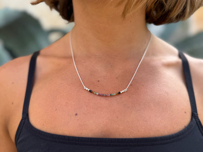 Necklace with small tourmaline stones made of silver 
