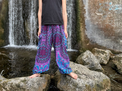 blau lila gemusterte Pluderhose für Kinder