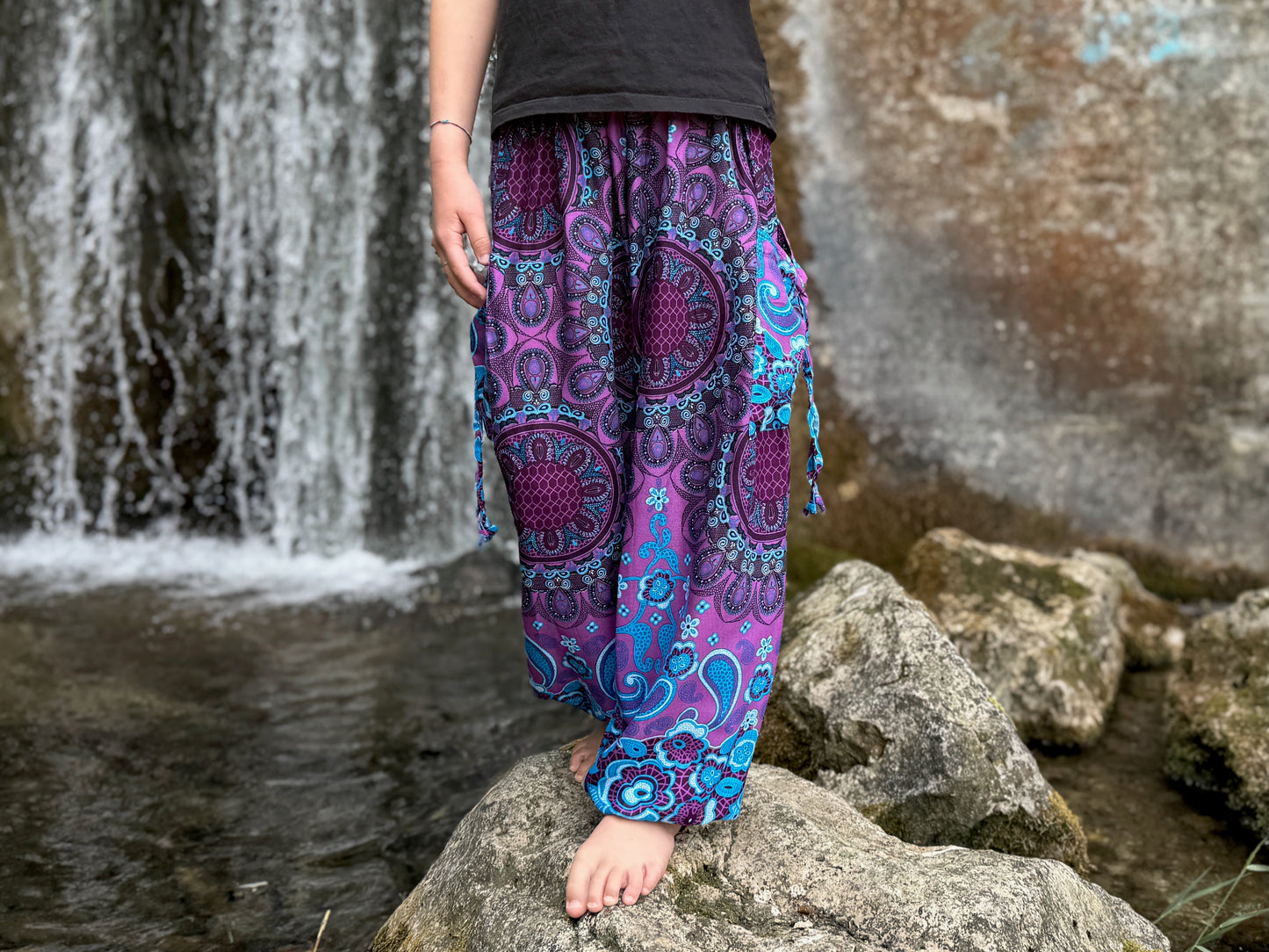 blau lila gemusterte Pluderhose für Kinder