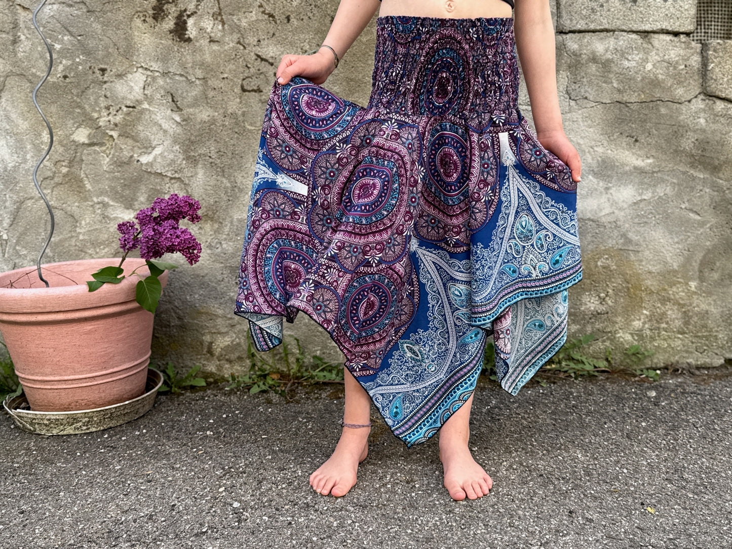 verspielter Sommerrock für Kinder mit Fransen, Zipfelrock, Fransenrock, Elfenrock für Mädchen, rosa blau
