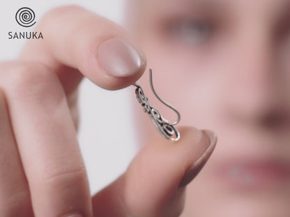 Earclimber earrings with silver spirals 