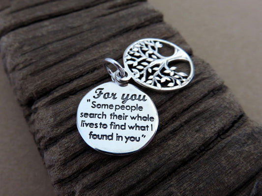 Pendant tree of life with saying made of silver