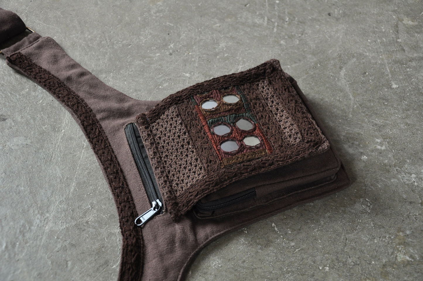 playful bum bag with mirror in brown 