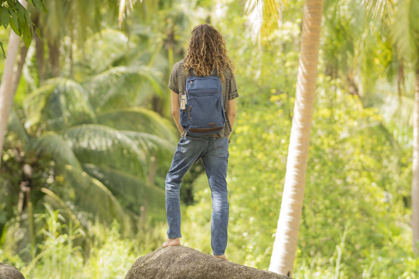 Canvas backpack in blue 