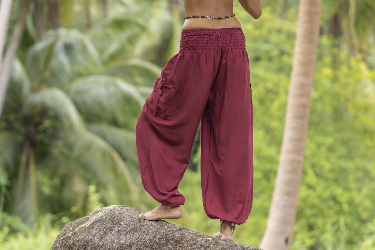 airy monochrome harem pants in red 