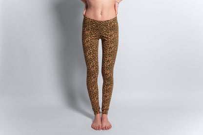 Block print leggings with floral pattern in olive green 