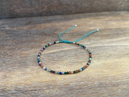 adjustable bracelet with real small colorful stones 