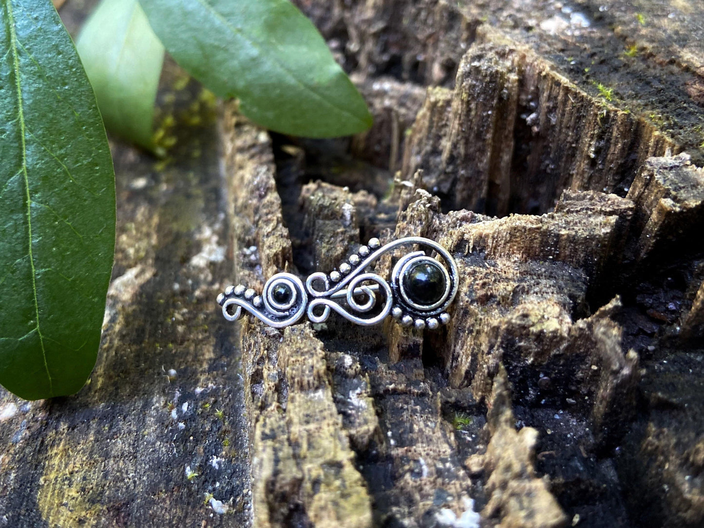 Earclimber earrings with onyx stones made of silver 