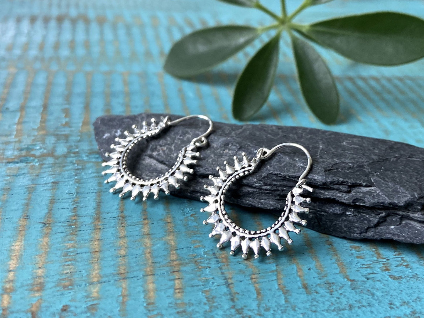 small filigree hoop earrings made of silver