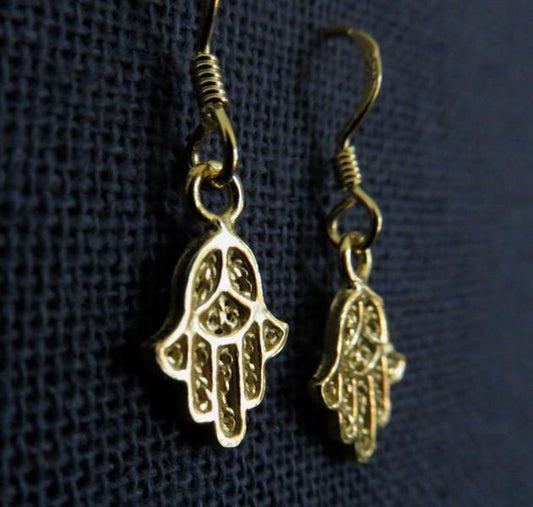 small earrings with the hand of Fatima motif 