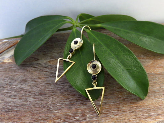 Brass triangle earrings 
