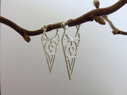 geometric earrings triangle made of silver 