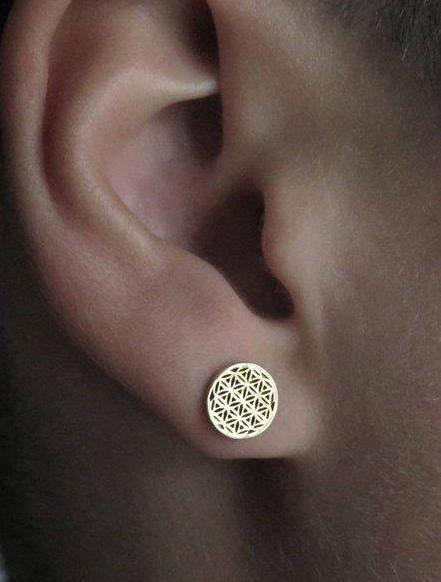 Stud earrings with the motif of the flower of life made of brass 