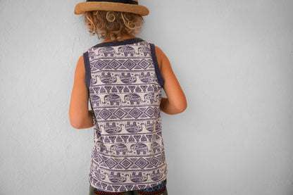 cute tank top for children with elephants in gray