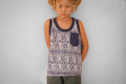 cute tank top for children with elephants in gray