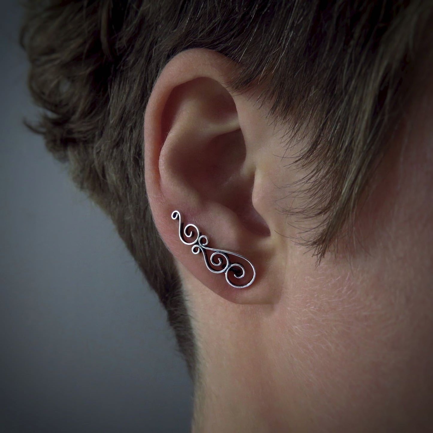 Earclimber Ohrringe mit Spiralen aus Silber