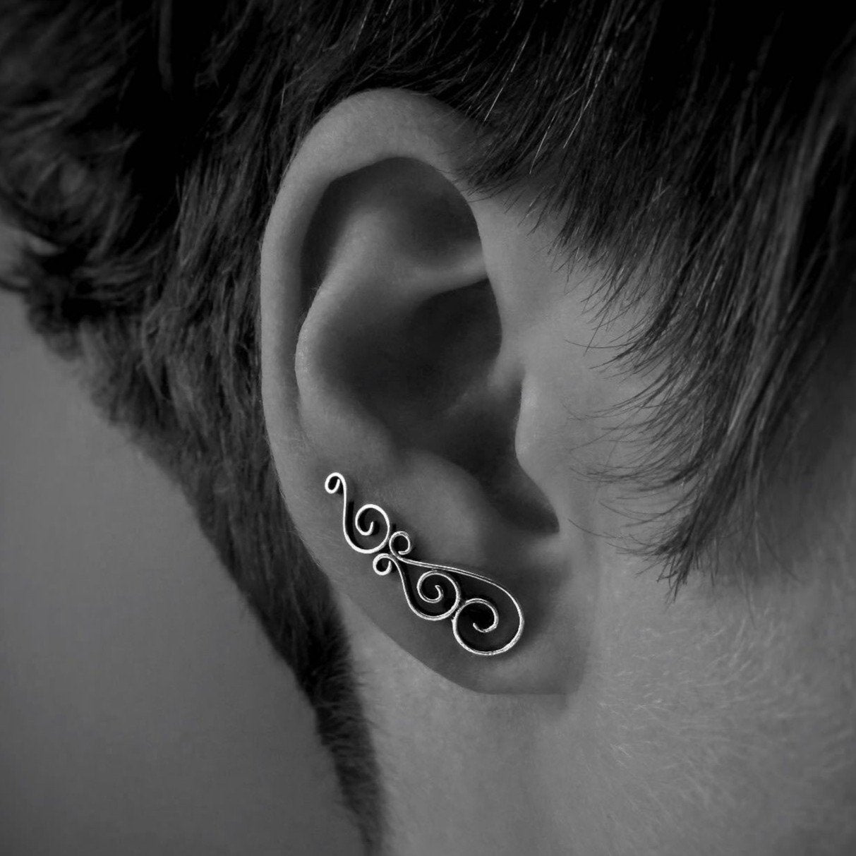 Earclimber Ohrringe mit Spiralen aus Silber