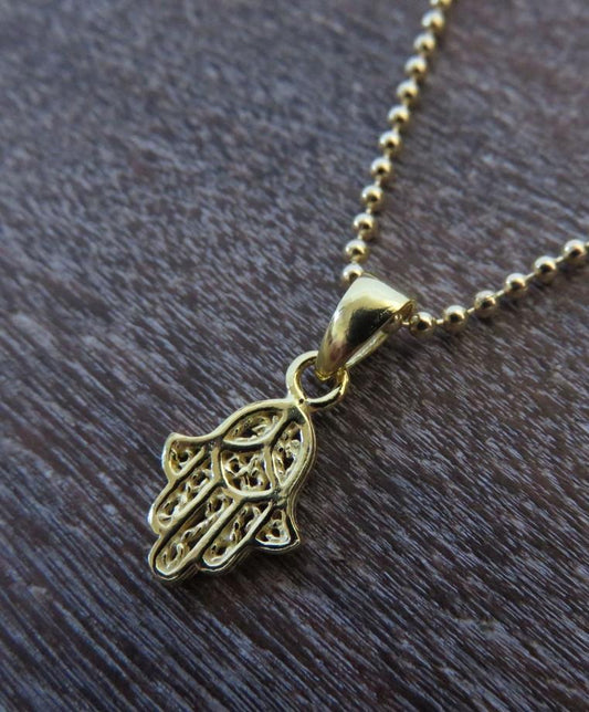 Small pendant with the Hand of Fatima motif, gold-plated 