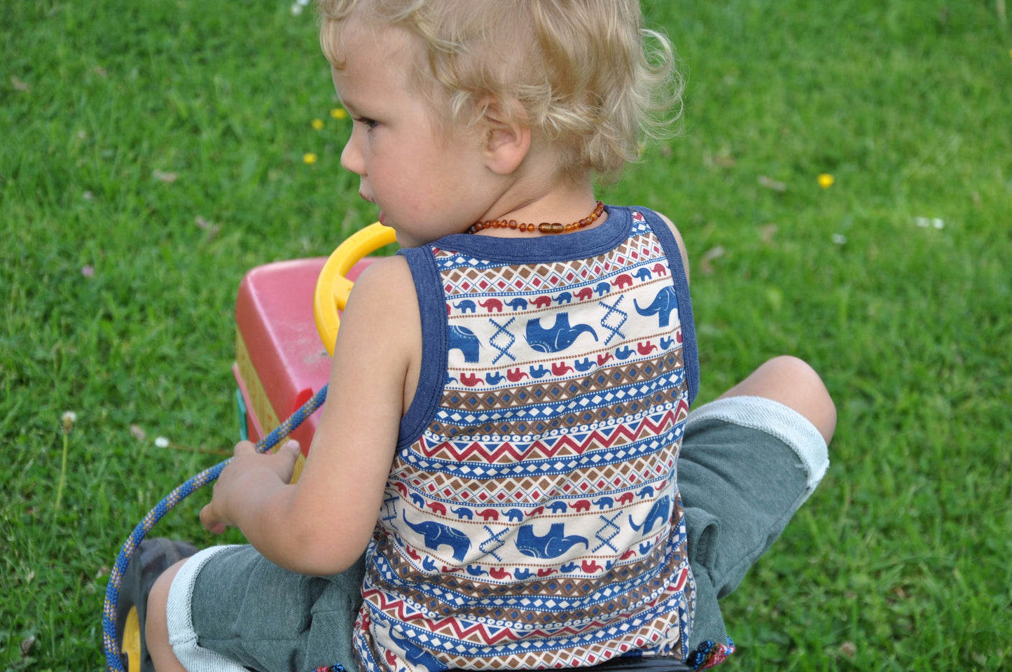 colorful patterned tank top with elephants for children
