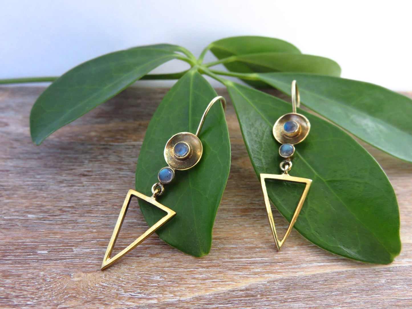 Brass triangle earrings 