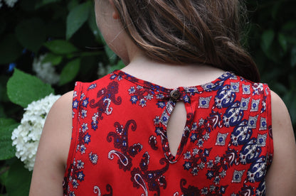 floral tank top for girls in red