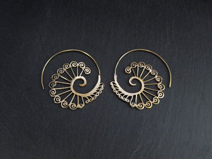 playful spiral earrings made of brass
