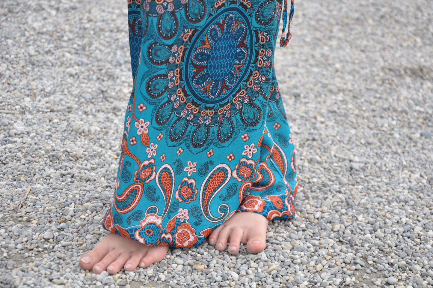 turquoise orange patterned harem pants for children 