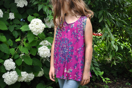 floral tank top for girls in magenta